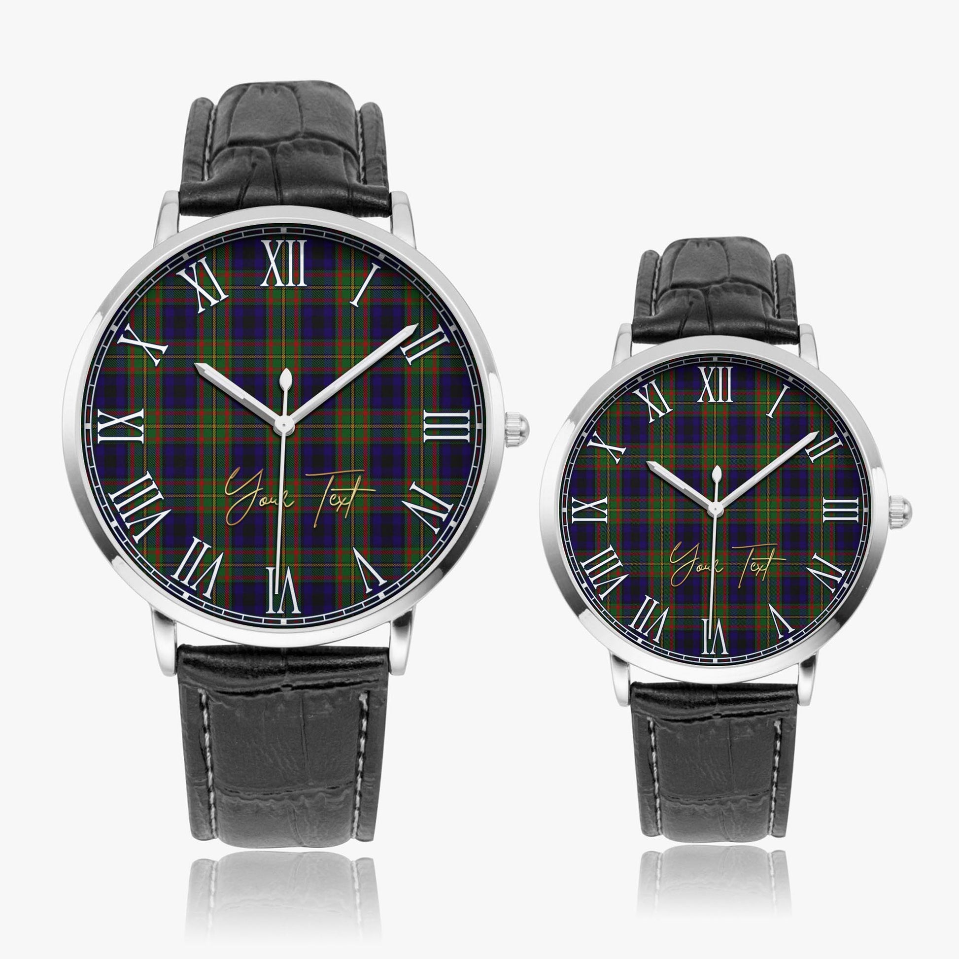 MacLeish (McLeish) Tartan Personalized Your Text Leather Trap Quartz Watch - Tartan Vibes Clothing