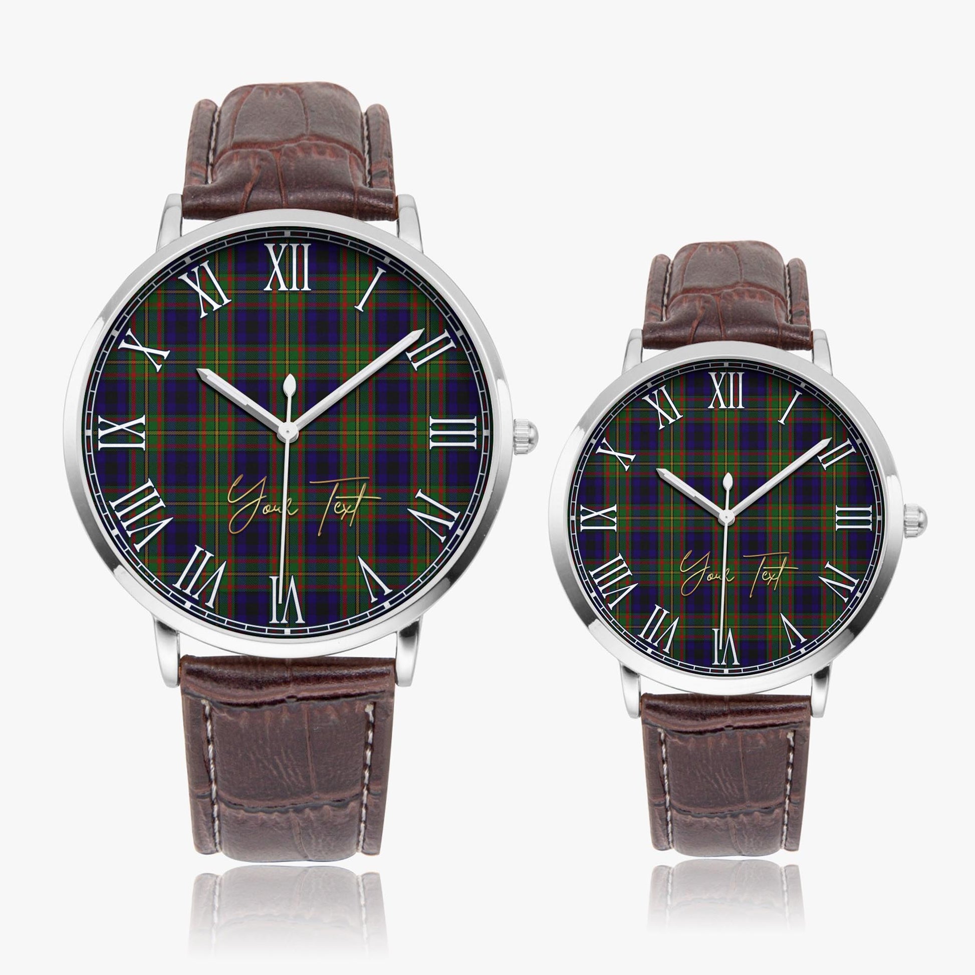 MacLeish (McLeish) Tartan Personalized Your Text Leather Trap Quartz Watch - Tartan Vibes Clothing