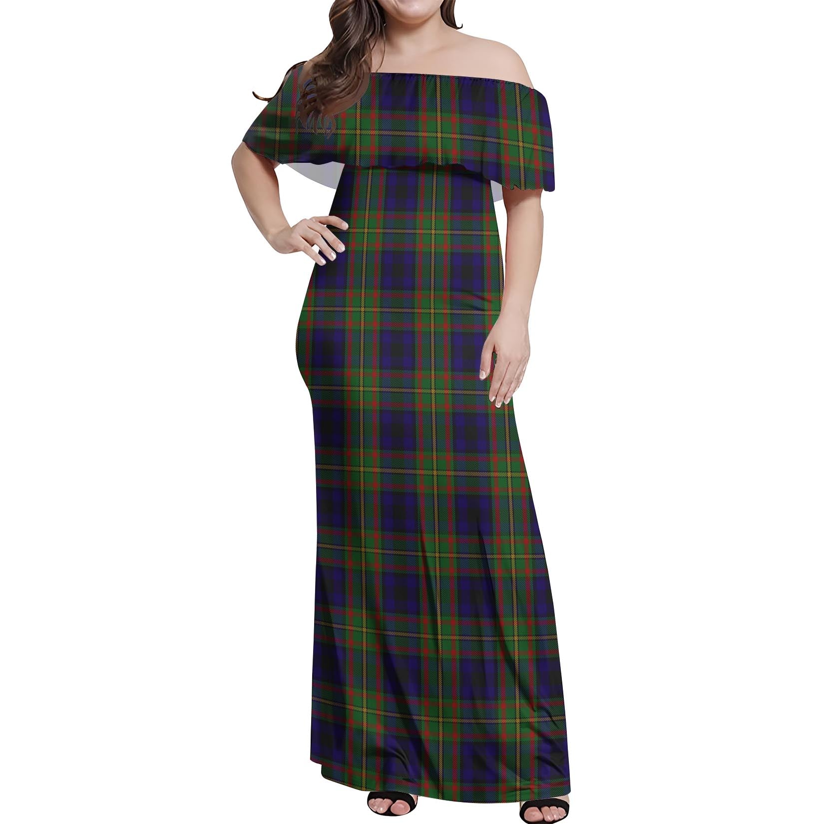 MacLeish (McLeish) Tartan Off Shoulder Long Dress Women's Dress - Tartan Vibes Clothing