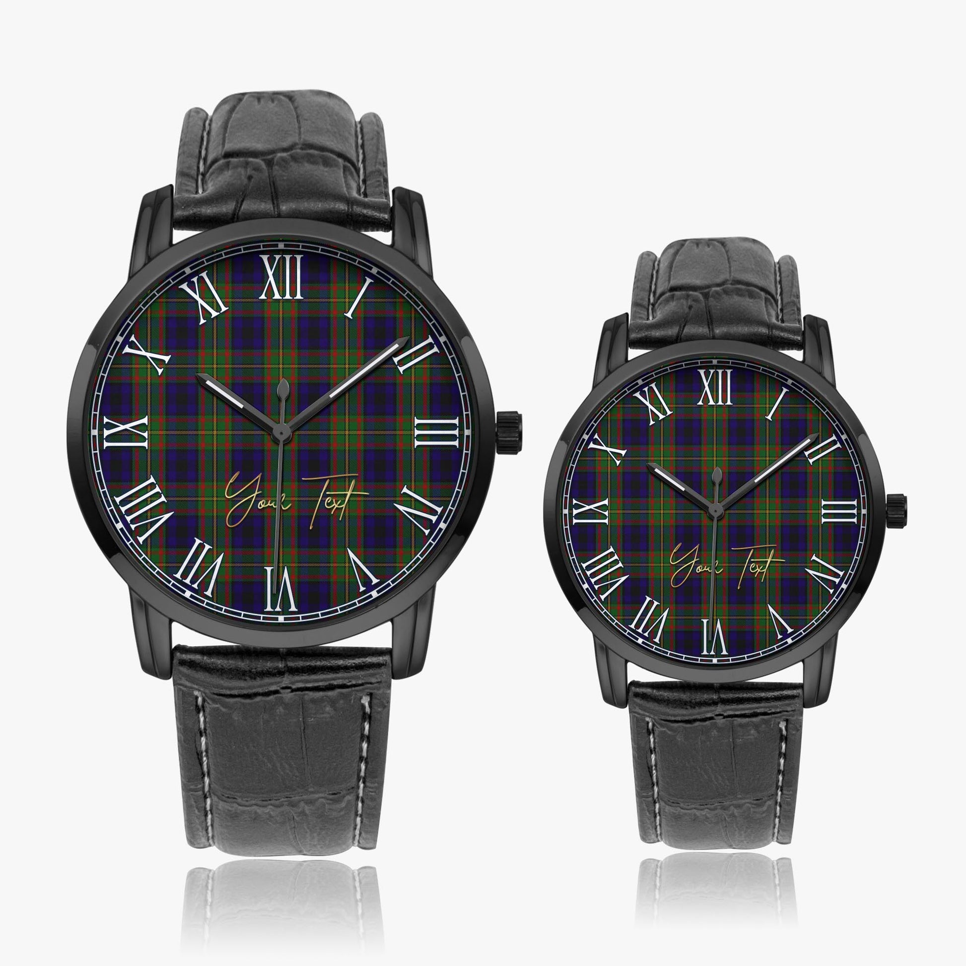MacLeish (McLeish) Tartan Personalized Your Text Leather Trap Quartz Watch Wide Type - Tartan Vibes Clothing