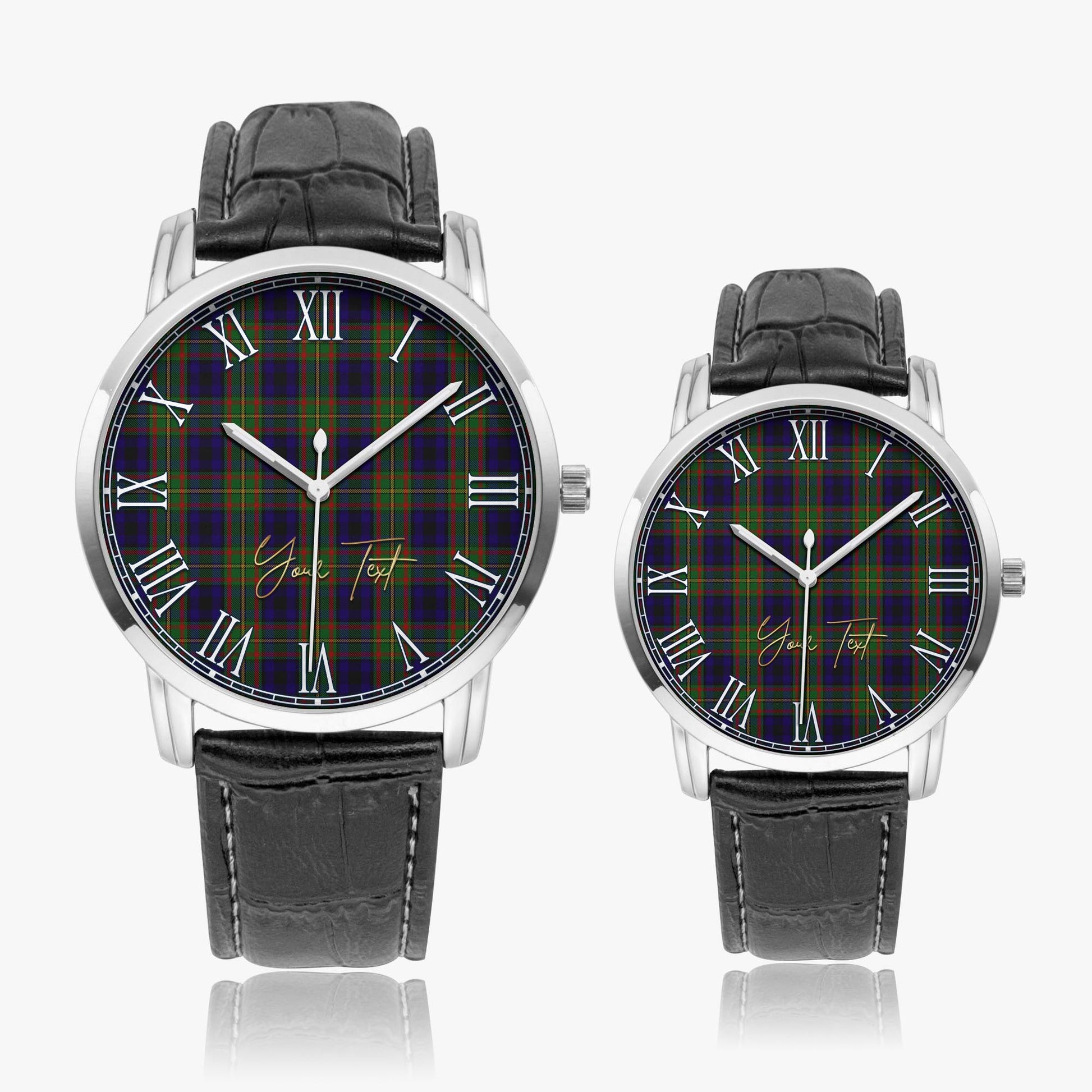 MacLeish (McLeish) Tartan Personalized Your Text Leather Trap Quartz Watch - Tartan Vibes Clothing