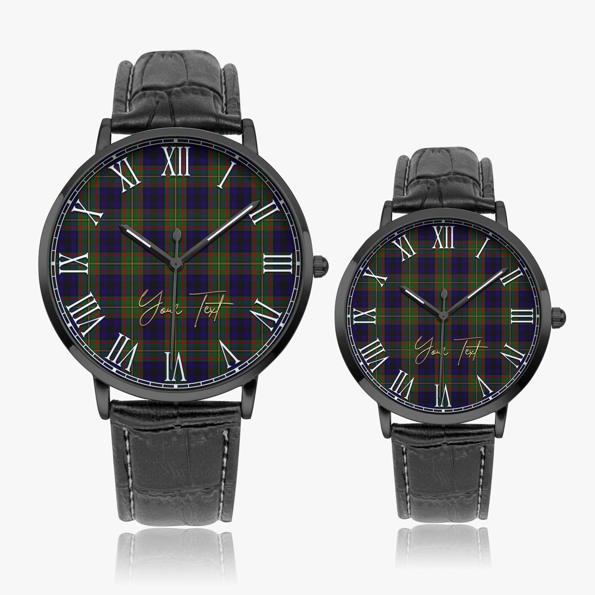 MacLeish (McLeish) Tartan Personalized Your Text Leather Trap Quartz Watch - Tartan Vibes Clothing
