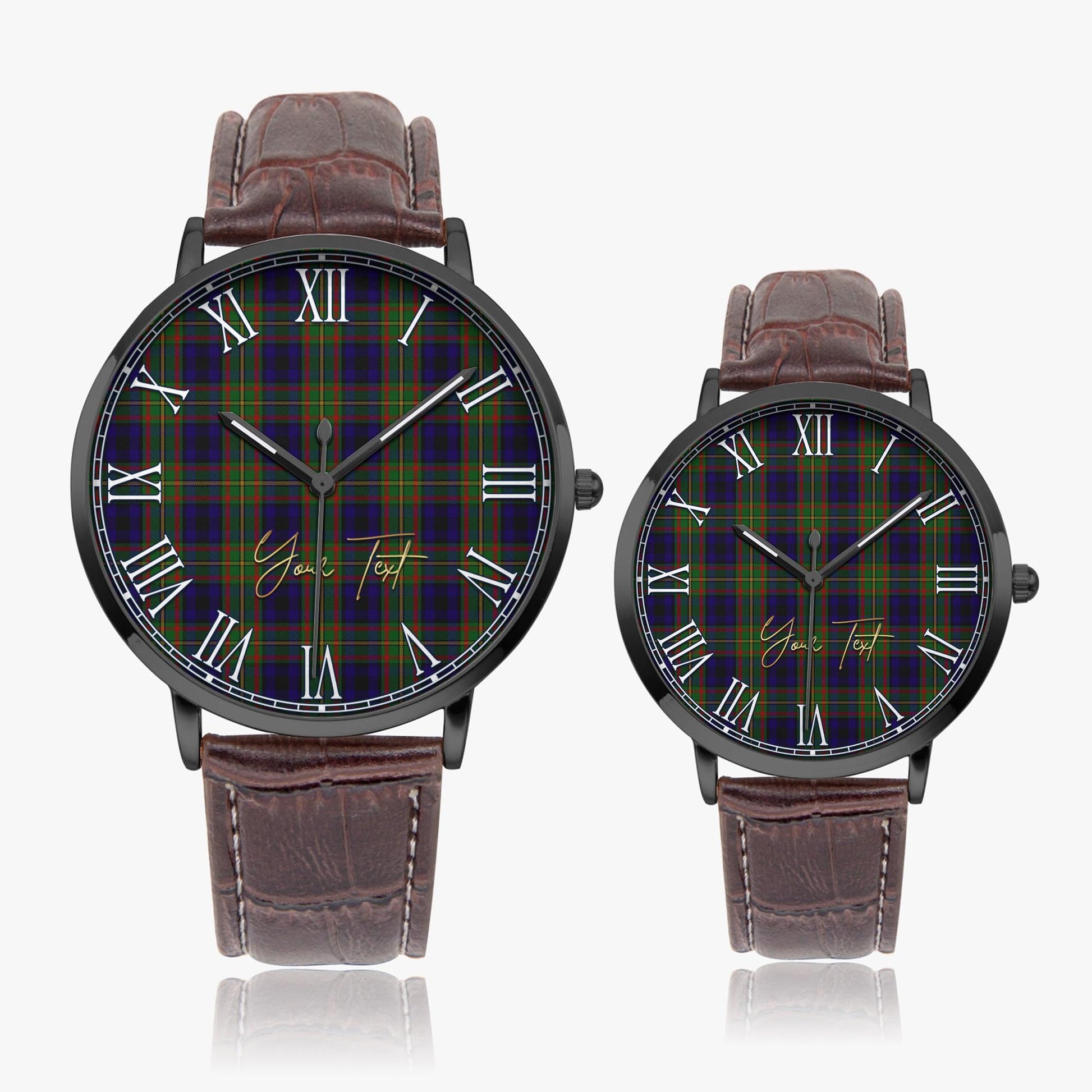 MacLeish (McLeish) Tartan Personalized Your Text Leather Trap Quartz Watch - Tartan Vibes Clothing