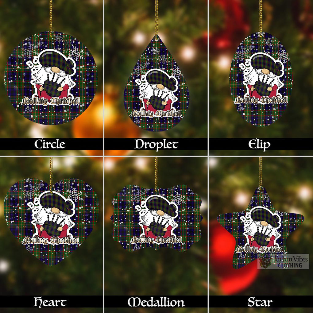 MacLeish (McLeish) Tartan Christmas Aluminium Ornament with Scottish Gnome Playing Bagpipes Aluminium - Tartan Vibes Clothing