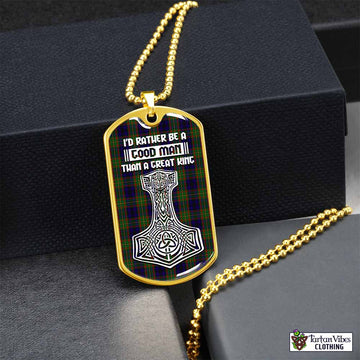 Tartan Vibes Clothing MacLeish (McLeish) Tartan Dog Tag Necklace Viking Mjolnir Style