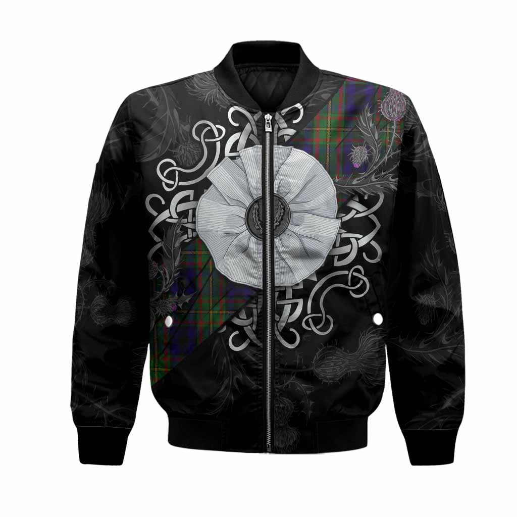 MacLeish (McLeish) Tartan Bomber Jacket Jacobite White Rose Unisex Black - Tartan Vibes Clothing
