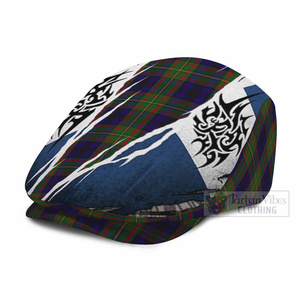 MacLeish (McLeish) Tartan Flat Cap, Jeff Cap Scotland Flag Ripped Tribal Design