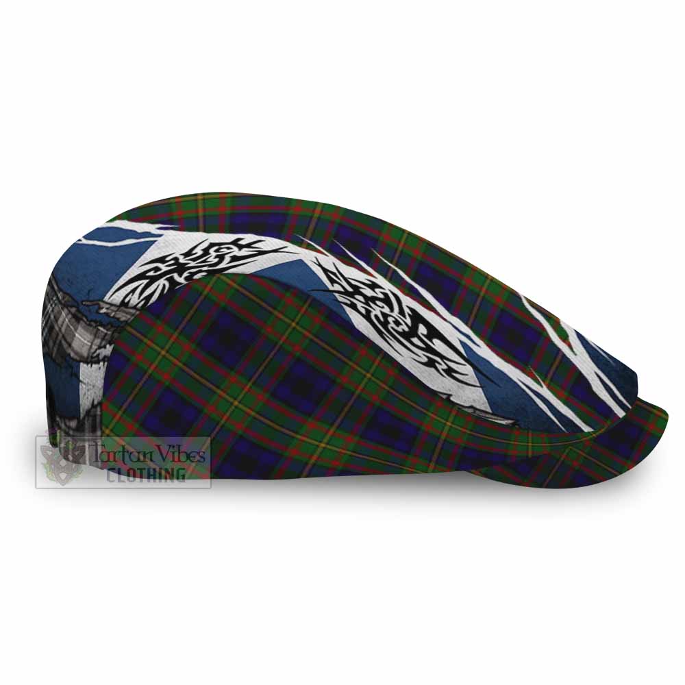 MacLeish (McLeish) Tartan Flat Cap, Jeff Cap Scotland Flag Ripped Tribal Design