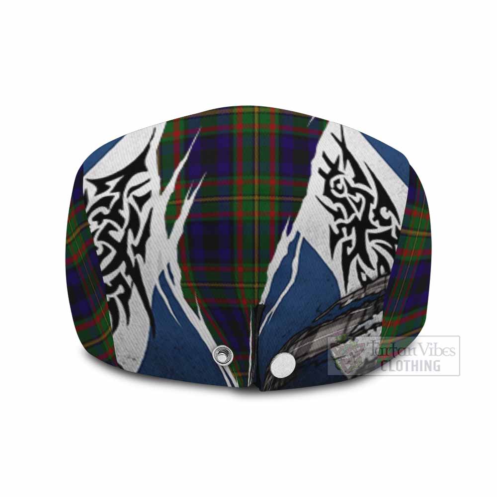 MacLeish (McLeish) Tartan Flat Cap, Jeff Cap Scotland Flag Ripped Tribal Design
