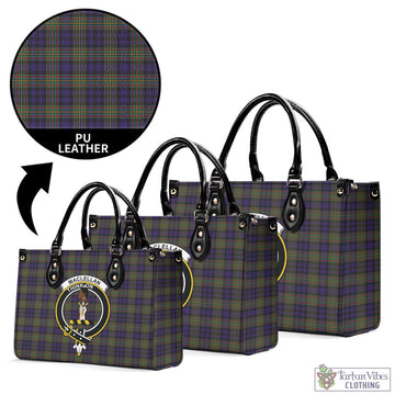MacLellan Tartan Luxury Leather Handbags with Family Crest