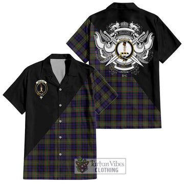 MacLellan (McLellan) Tartan Hawaiian Shirt with Family Crest and Military Logo Style
