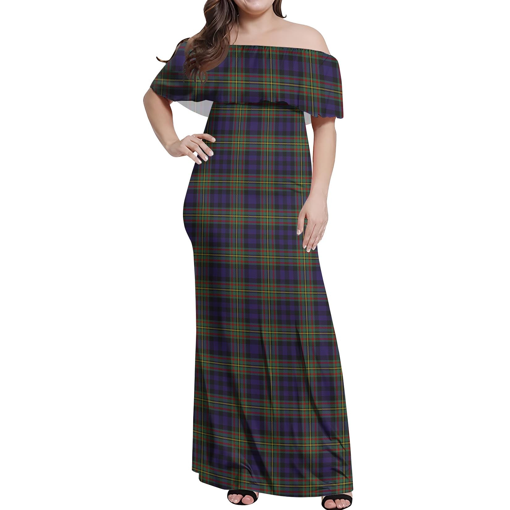 MacLellan Tartan Off Shoulder Long Dress Women's Dress - Tartanvibesclothing