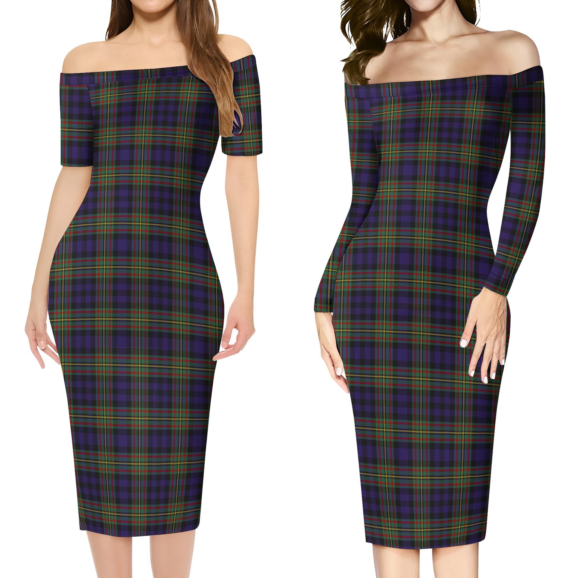 MacLellan Tartan Off Shoulder Lady Dress Women's Dress - Tartanvibesclothing