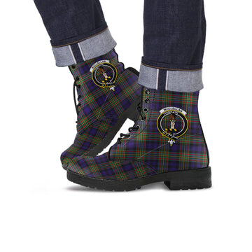 MacLellan Tartan Leather Boots with Family Crest