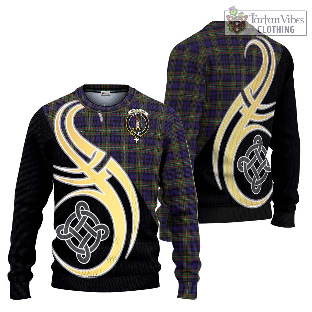 MacLellan (McLellan) Tartan Knitted Sweater with Family Crest and Celtic Symbol Style Unisex - Tartan Vibes Clothing