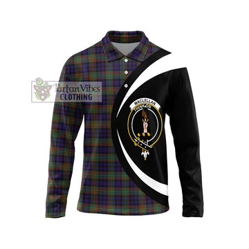 MacLellan (McLellan) Tartan Long Sleeve Polo Shirt with Family Crest Circle Style Unisex - Tartan Vibes Clothing