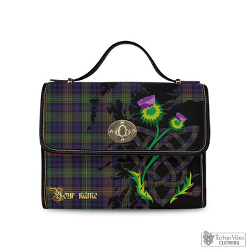 MacLellan Tartan Waterproof Canvas Bag with Scotland Map and Thistle Celtic Accents