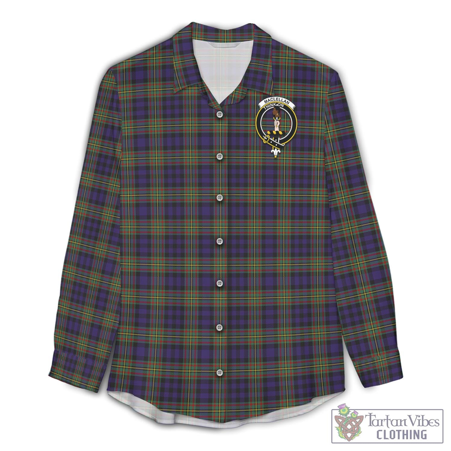 Tartan Vibes Clothing MacLellan Tartan Womens Casual Shirt with Family Crest