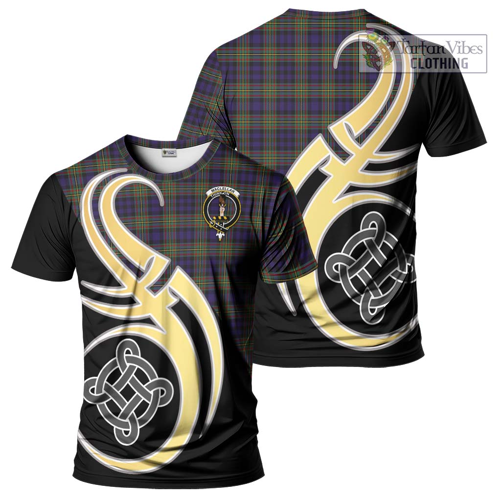 Tartan Vibes Clothing MacLellan Tartan T-Shirt with Family Crest and Celtic Symbol Style