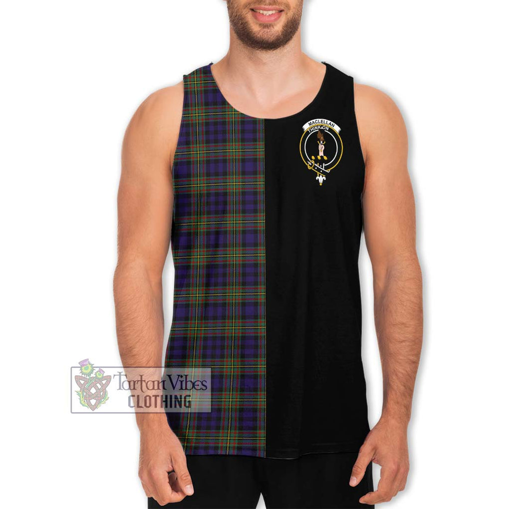MacLellan (McLellan) Tartan Men's Tank Top with Family Crest and Half Of Me Style Men - Tartanvibesclothing Shop