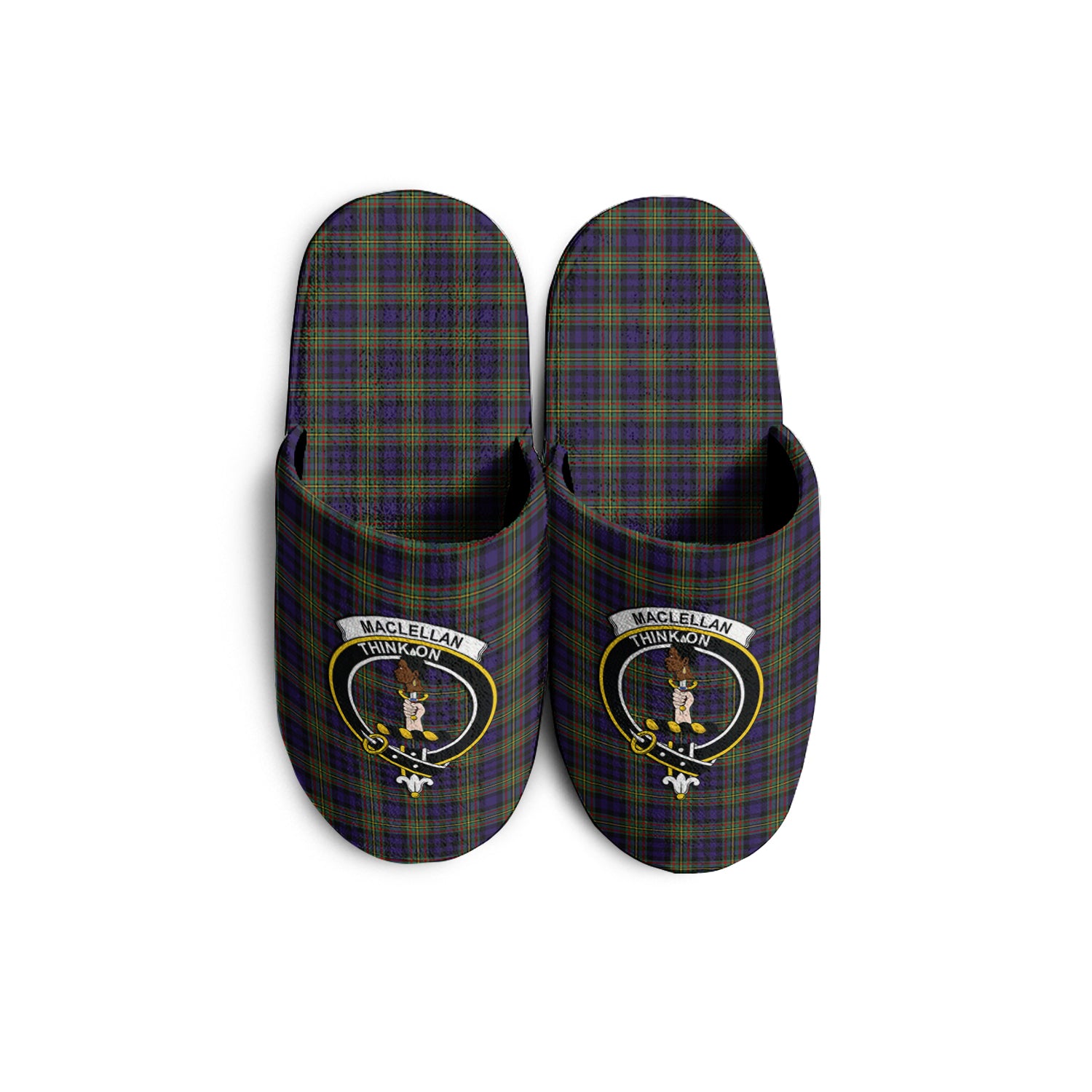 MacLellan Tartan Home Slippers with Family Crest - Tartanvibesclothing