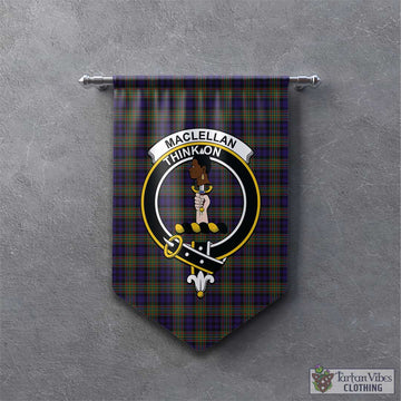 MacLellan Tartan Gonfalon, Tartan Banner with Family Crest