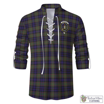 MacLellan (McLellan) Tartan Men's Scottish Traditional Jacobite Ghillie Kilt Shirt with Family Crest