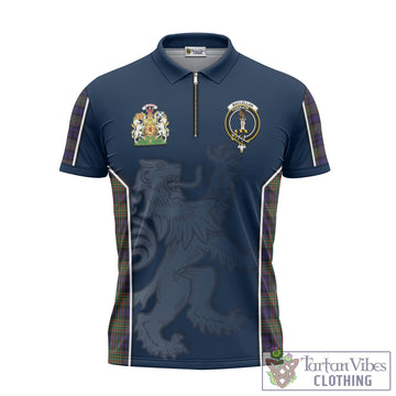 MacLellan Tartan Zipper Polo Shirt with Family Crest and Lion Rampant Vibes Sport Style