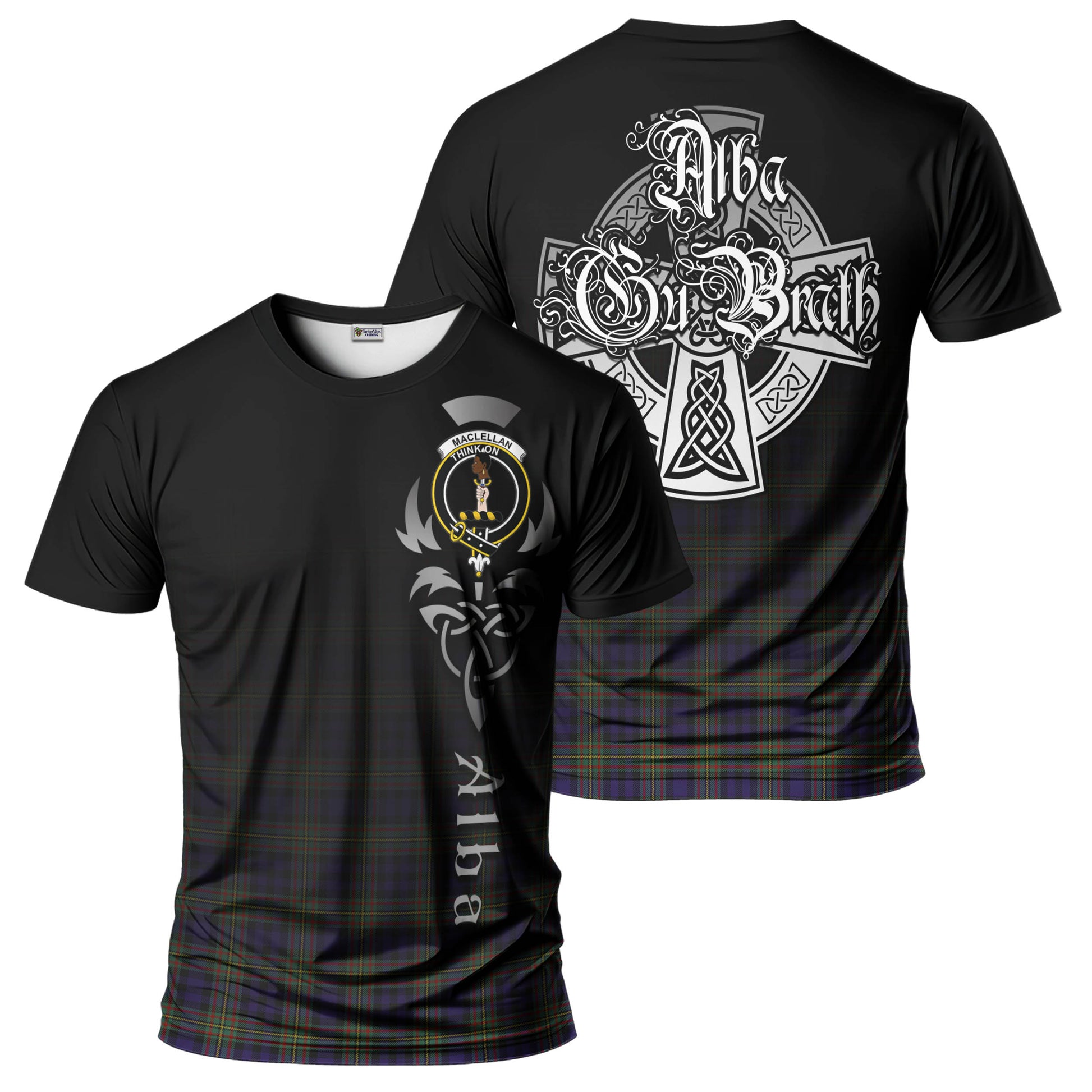 Tartan Vibes Clothing MacLellan Tartan T-Shirt Featuring Alba Gu Brath Family Crest Celtic Inspired