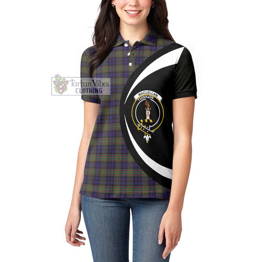 MacLellan (McLellan) Tartan Women's Polo Shirt with Family Crest Circle Style - Tartan Vibes Clothing