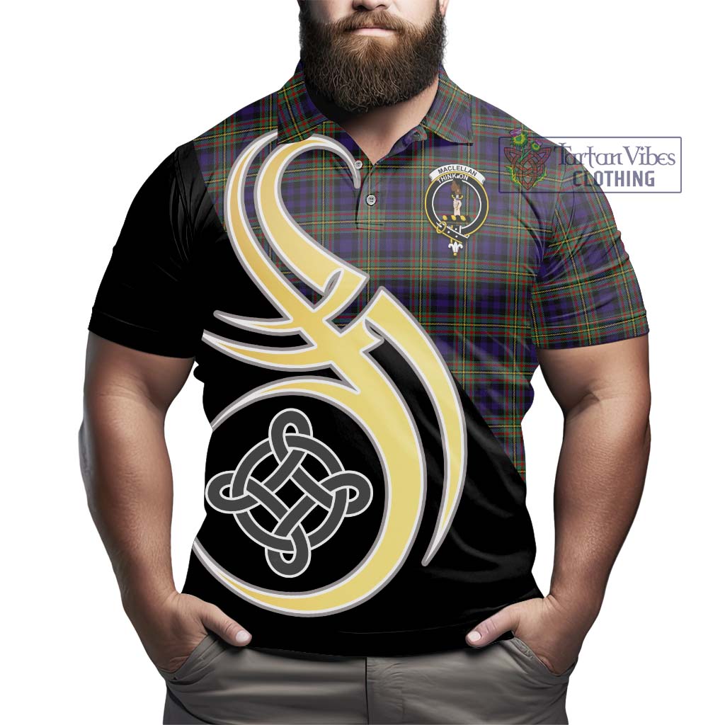 MacLellan (McLellan) Tartan Polo Shirt with Family Crest and Celtic Symbol Style - Tartan Vibes Clothing