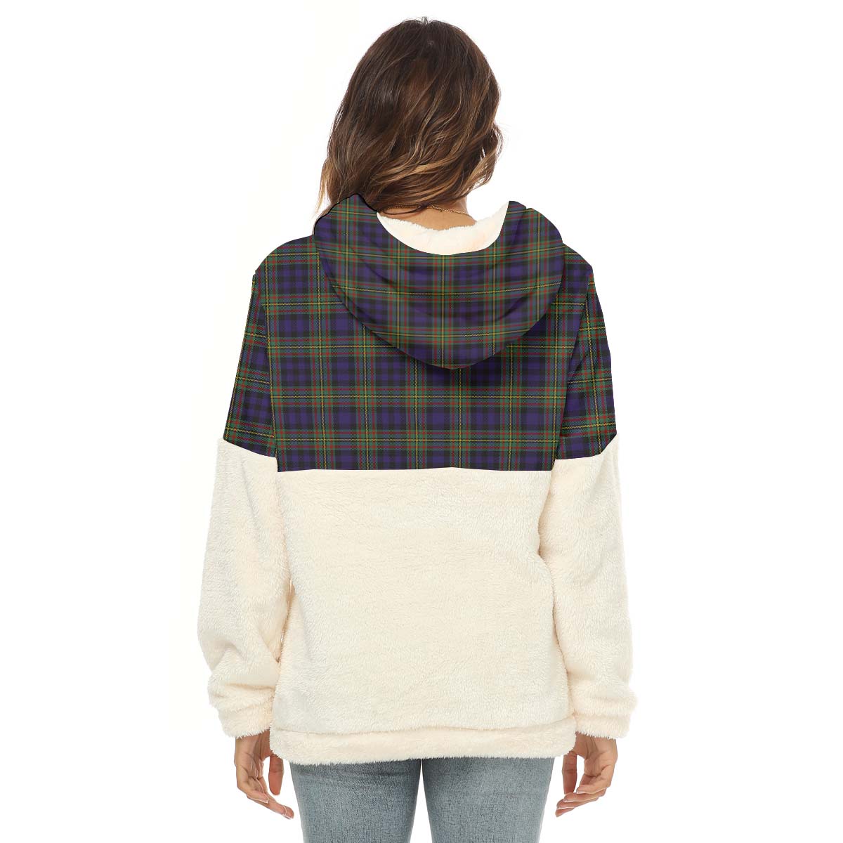 MacLellan (McLellan) Tartan Women's Borg Fleece Hoodie With Half Zip with Family Crest - Tartan Vibes Clothing