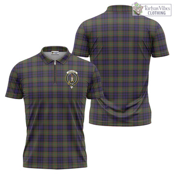 MacLellan (McLellan) Tartan Zipper Polo Shirt with Family Crest