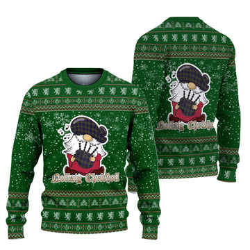 MacLellan (McLellan) Clan Christmas Family Ugly Sweater with Funny Gnome Playing Bagpipes