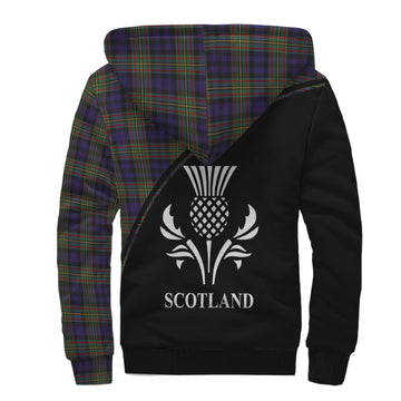 MacLellan Tartan Sherpa Hoodie with Family Crest Curve Style