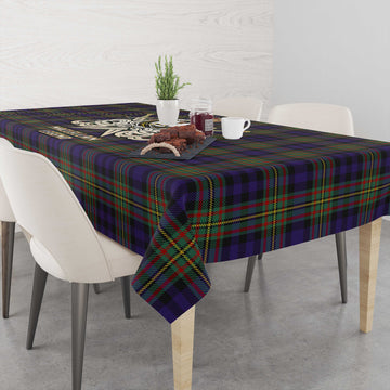 MacLellan Tartan Tablecloth with Clan Crest and the Golden Sword of Courageous Legacy