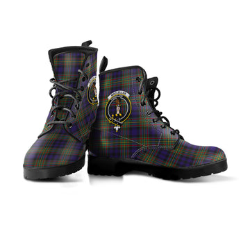MacLellan Tartan Leather Boots with Family Crest
