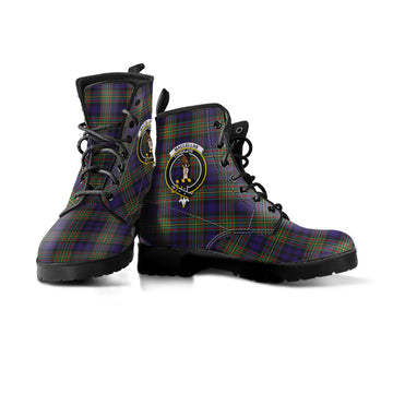 MacLellan (McLellan) Tartan Leather Boots with Family Crest