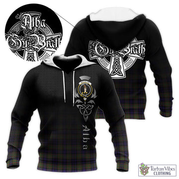 MacLellan (McLellan) Tartan Knitted Hoodie Featuring Alba Gu Brath Family Crest Celtic Inspired