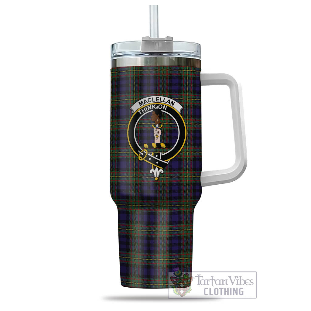 Tartan Vibes Clothing MacLellan Tartan and Family Crest Tumbler with Handle