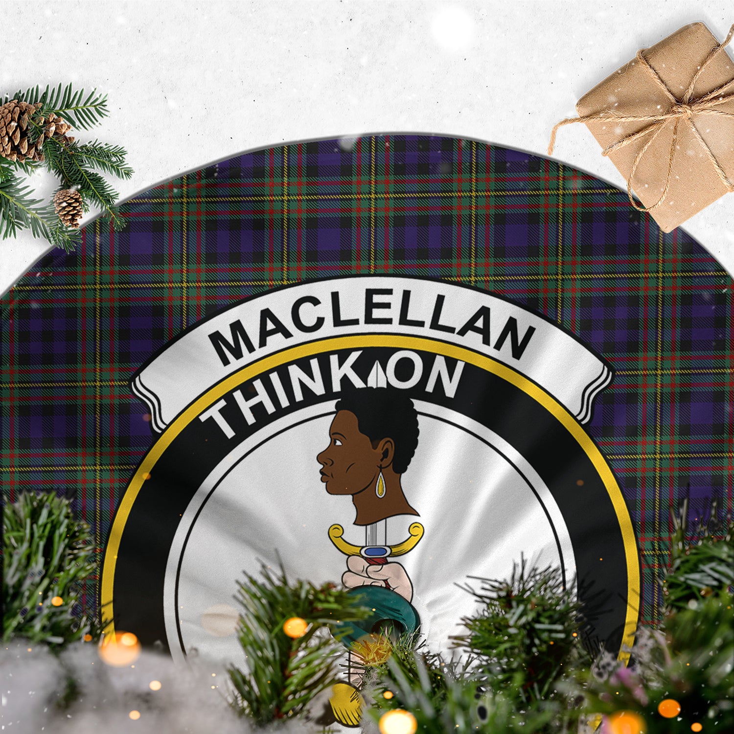 MacLellan Tartan Christmas Tree Skirt with Family Crest - Tartanvibesclothing