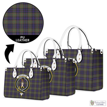 MacLellan Tartan Luxury Leather Handbags with Family Crest