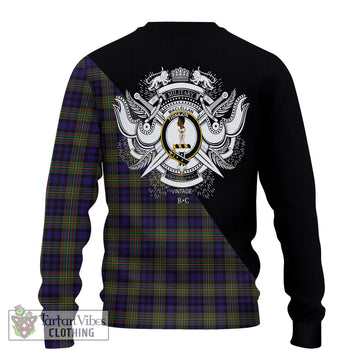 MacLellan (McLellan) Tartan Ugly Sweater with Family Crest and Military Logo Style