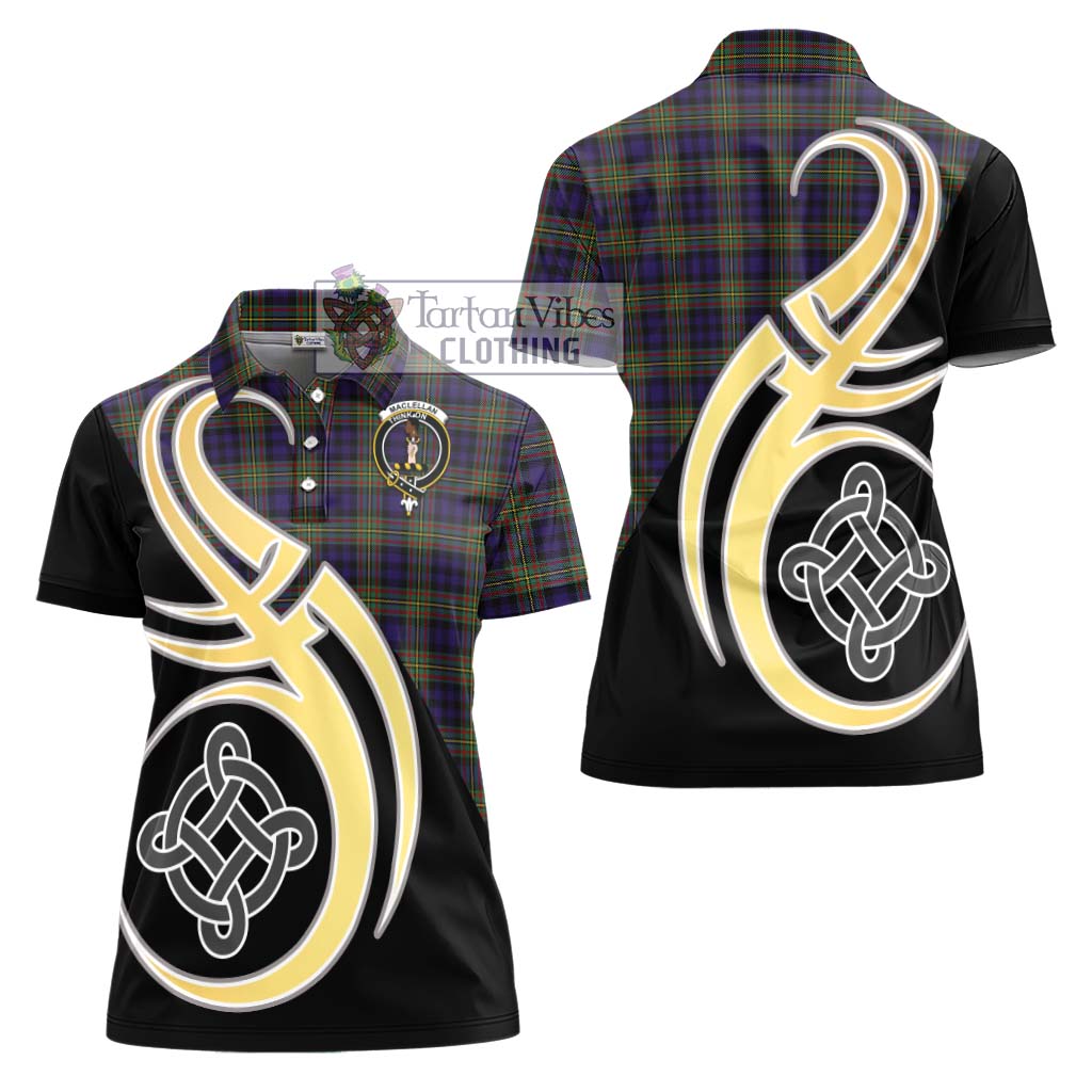 MacLellan (McLellan) Tartan Women's Polo Shirt with Family Crest and Celtic Symbol Style - Tartan Vibes Clothing