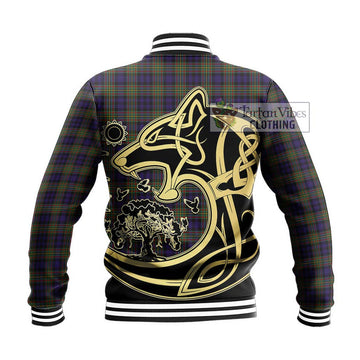 MacLellan (McLellan) Tartan Baseball Jacket with Family Crest Celtic Wolf Style - Tartan Vibes Clothing