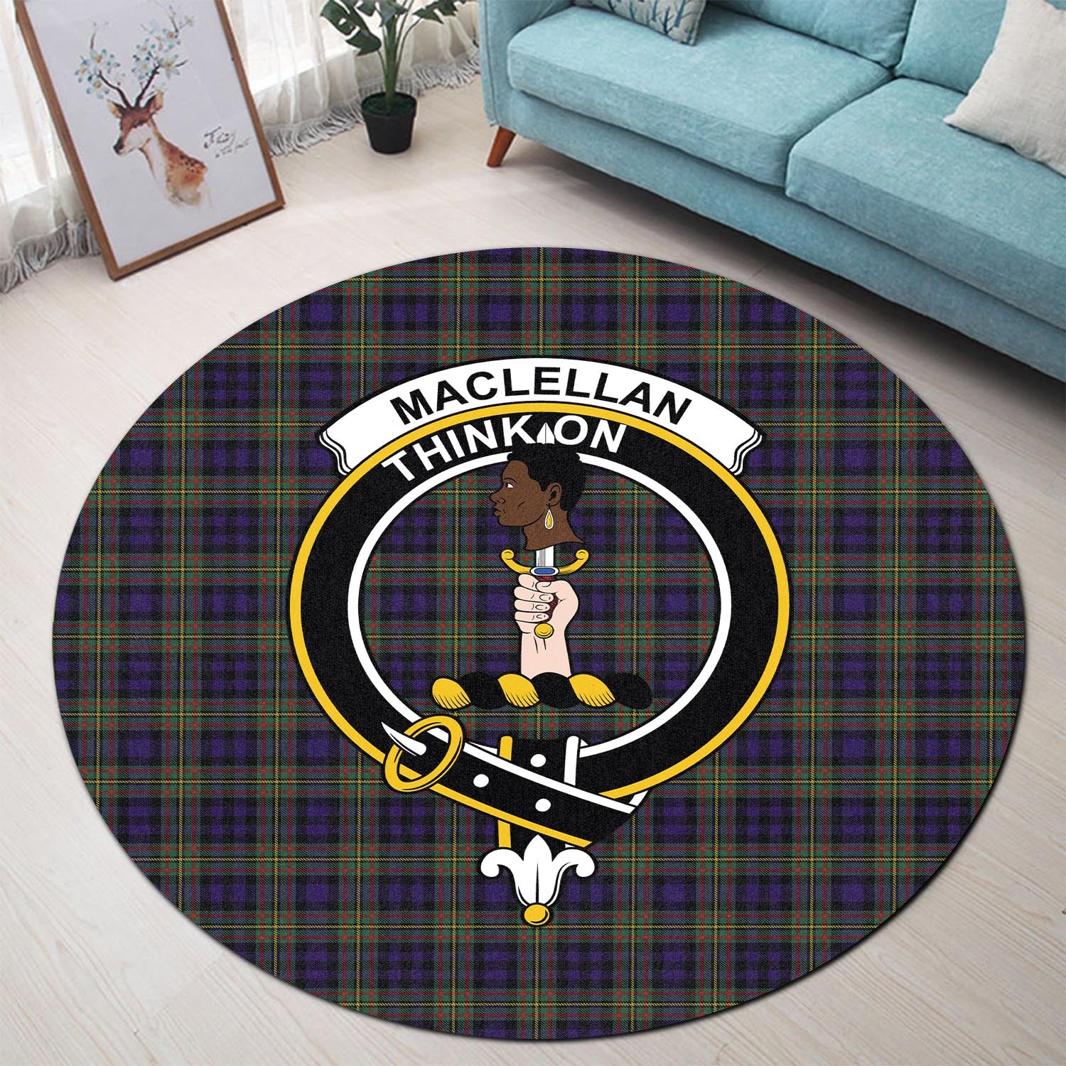 maclellan-tartan-round-rug-with-family-crest