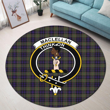 MacLellan Tartan Round Rug with Family Crest
