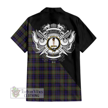 MacLellan (McLellan) Tartan Hawaiian Shirt with Family Crest and Military Logo Style