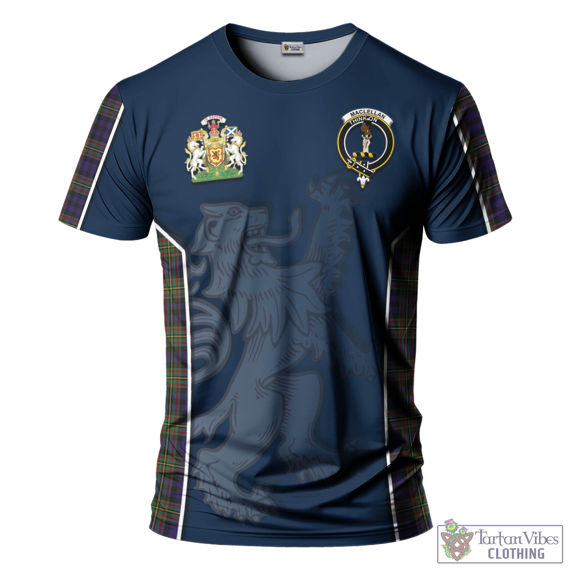 Tartan Vibes Clothing MacLellan Tartan T-Shirt with Family Crest and Lion Rampant Vibes Sport Style