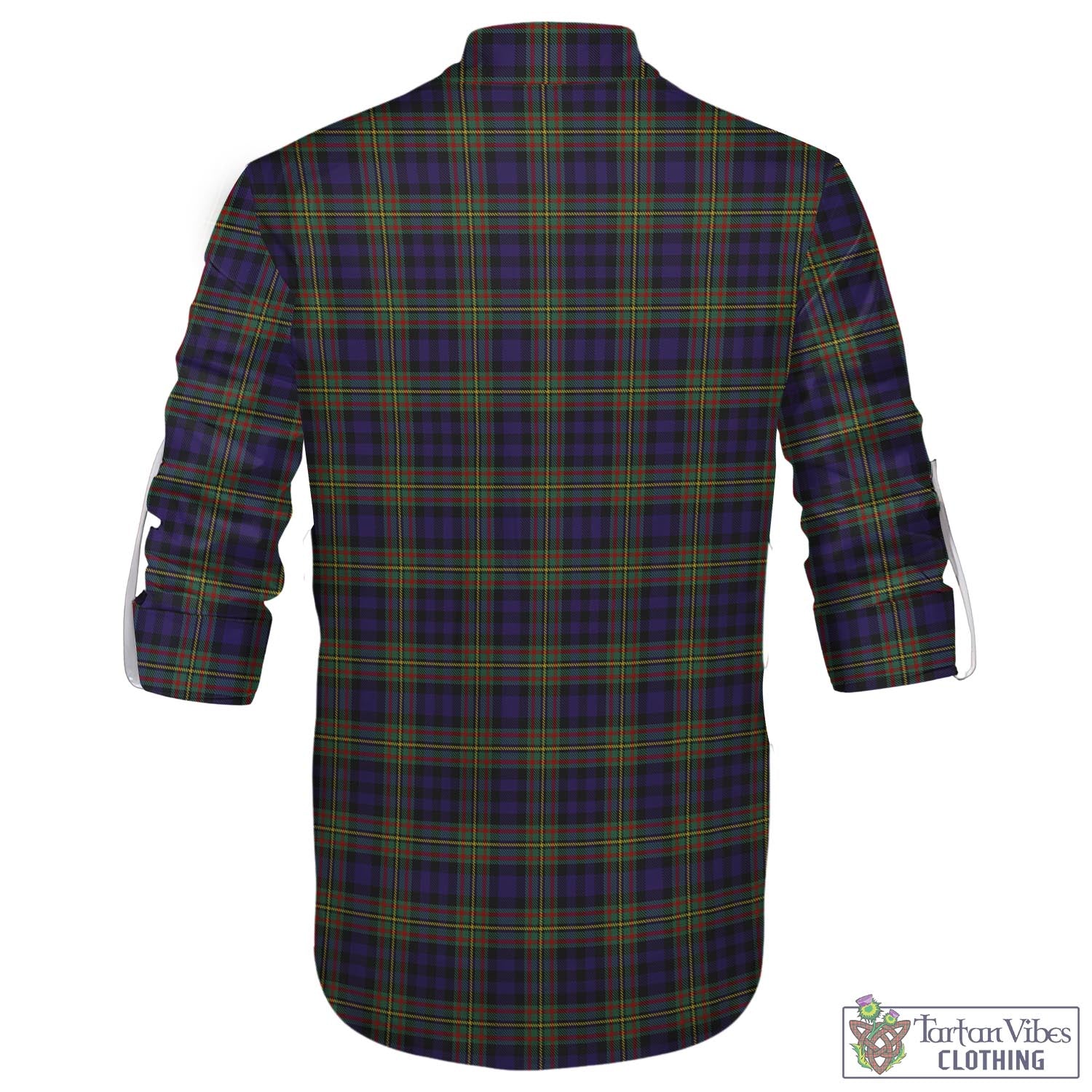 Tartan Vibes Clothing MacLellan Tartan Men's Scottish Traditional Jacobite Ghillie Kilt Shirt with Family Crest